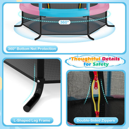 Kids Mini Trampoline with Enclosure Net | Macaron Multicolor 5.3Ft
