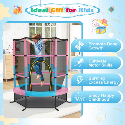 Kids Mini Trampoline with Enclosure Net | Macaron Multicolor 5.3Ft