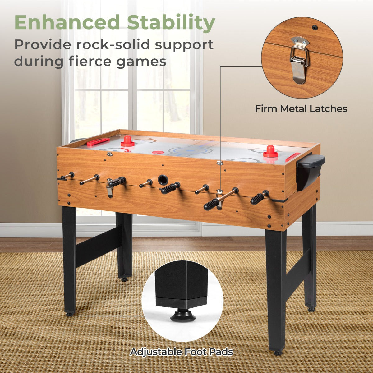 Kids 3-in-1 Foosball, Hockey and Billiards Table Set for family fun at home