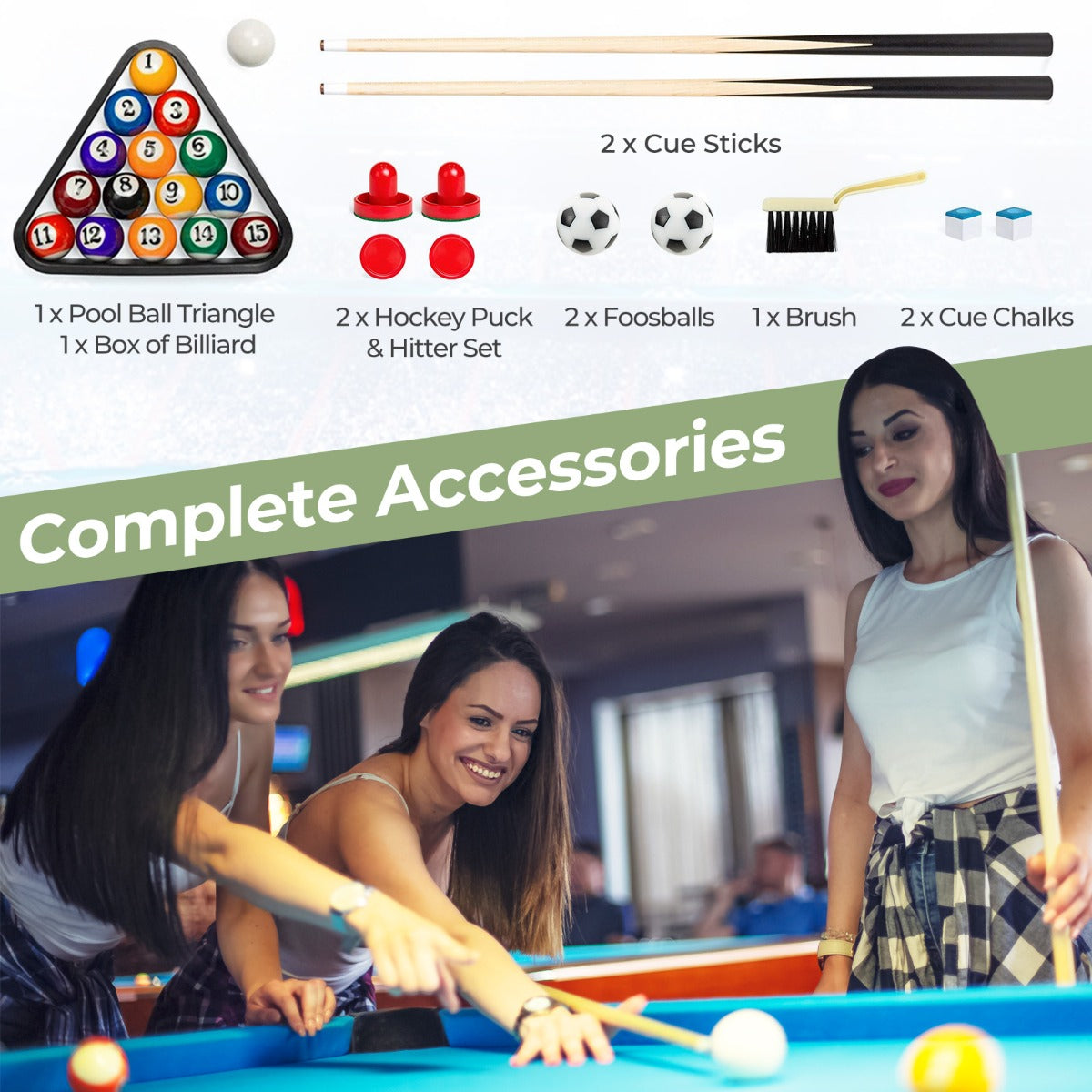 Versatile 3-in-1 game table | Foosball, Hockey and Billiards for kids interactive family entertainment