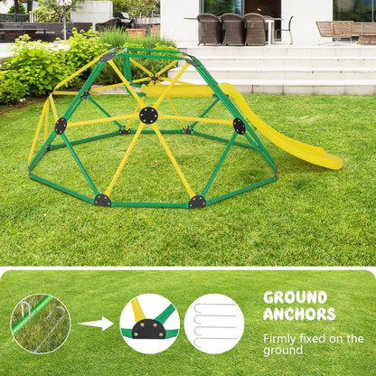 Kids outdoor dome climber with slide and platform for fun backyard playtime