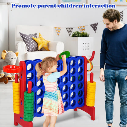 Giant 4-in-1 Connect Four Game Set with Basketball | Red Yellow