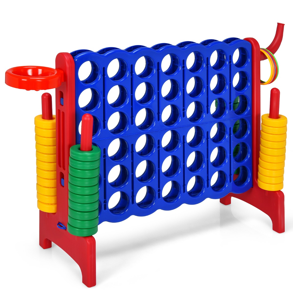 Giant 4-in-1 Connect Four Game Set with Basketball | Red Yellow