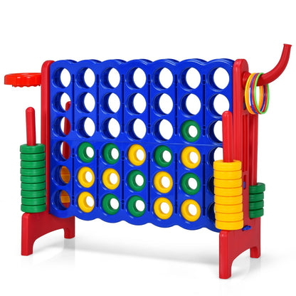 Giant 4-in-1 Connect Four Game Set with Basketball | Red Yellow