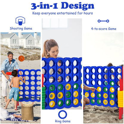 Giant 4-in-1 Connect Four Game Set with Basketball | Red Yellow