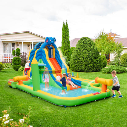 Colorful 9-in-1 Inflatable Water Slide | Splash Pool & Climb Wall