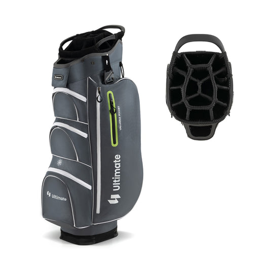 Green Golf Cart Bag | 15-Way Dividers & 7 Zippered Pockets