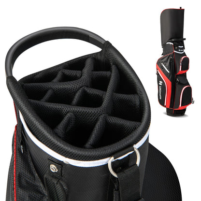Red Golf Cart Bag | 14 Way Dividers 9 Pockets Cooler