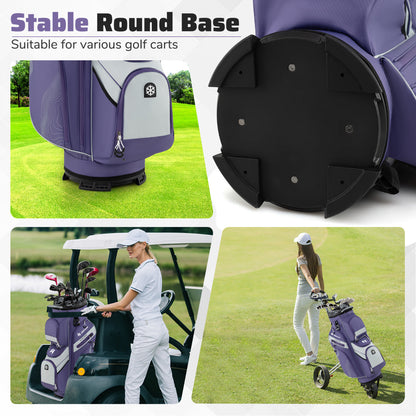 Golf Cart Bag 14 Way Dividers 11 Pockets Purple | Lightweight