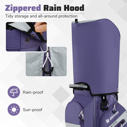 Golf Cart Bag 14 Way Dividers 11 Pockets Purple | Lightweight