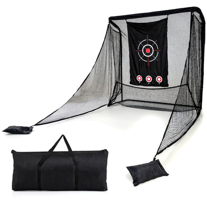 Golf Practice Hitting Net with Dual Side Barriers and Sand Bags