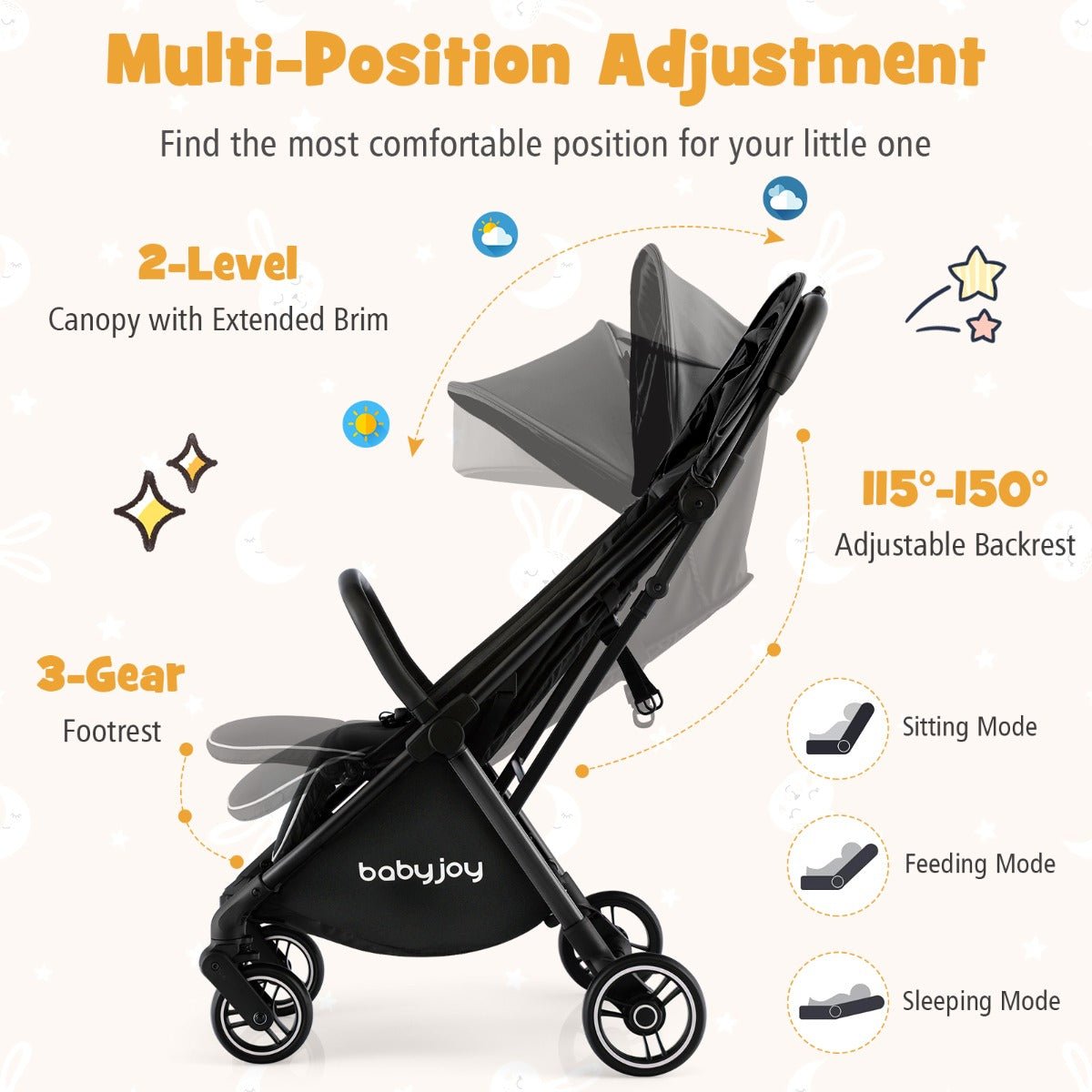 Lightweight folding baby stroller for easy one-hand use at home, convenient for busy parents.