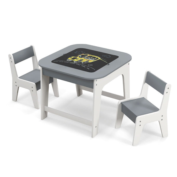Grey White Kids Activity Table and Chair Set with Storage - Kids Mega Mart