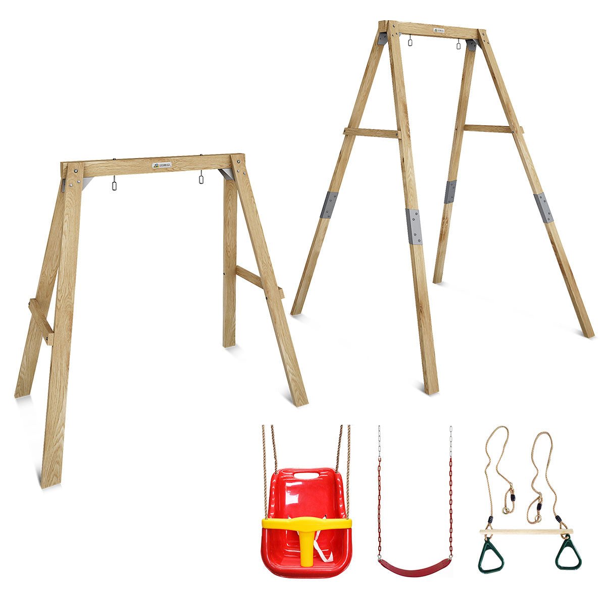 Growable Swing Set with Baby Seat, Belt Swing & Trapeze (Red) - Kids Mega Mart