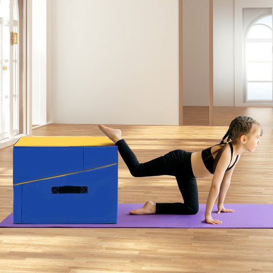 Foldable Gymnastics Mat | EPE Foam | Non-Slip PVC | Yellow Blue