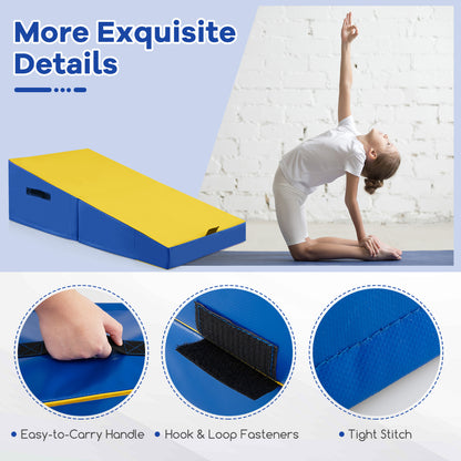 Foldable Gymnastics Mat | EPE Foam | Non-Slip PVC | Yellow Blue