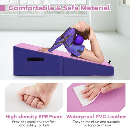 Foldable Gymnastics Tumbling Mat EPE Foam PVC Purple Pink