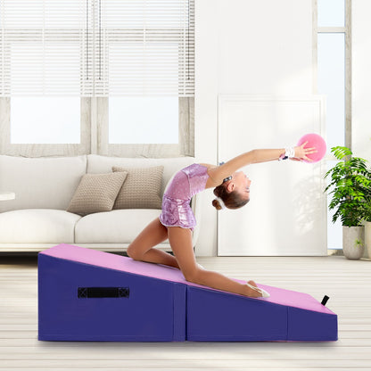 Foldable Gymnastics Tumbling Mat EPE Foam PVC Purple Pink