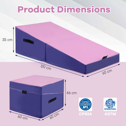 Foldable Gymnastics Tumbling Mat EPE Foam PVC Purple Pink
