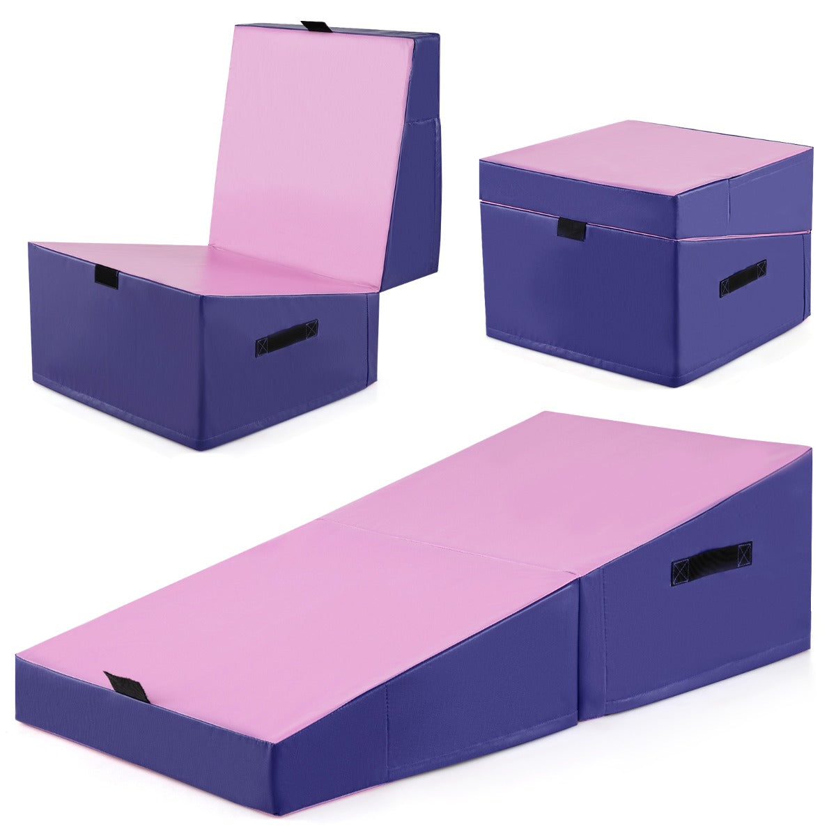 Foldable Gymnastics Tumbling Mat EPE Foam PVC Purple Pink