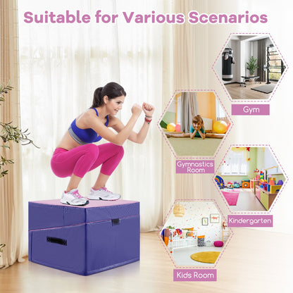 Foldable Gymnastics Tumbling Mat EPE Foam PVC Purple Pink