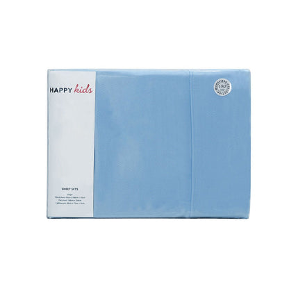 Soft blue microfibre sheet set for king single bed, keeping kids cozy and happy.