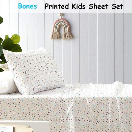 Colorful Bones microfiber sheet set for kids, vibrant design for comfortable and fun bedding.