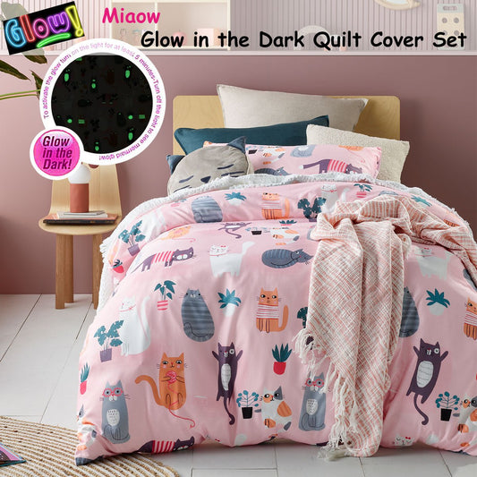 Glow in the Dark Quilt Cover Set Double ideal for kids bedrooms with playful design.