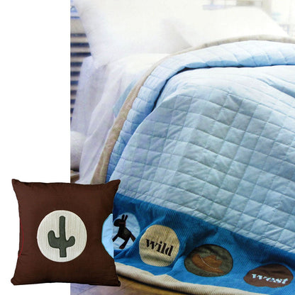 Colorful Wild Wild West comforter with bonus cushion for kids bedrooms, perfect for playful decor.