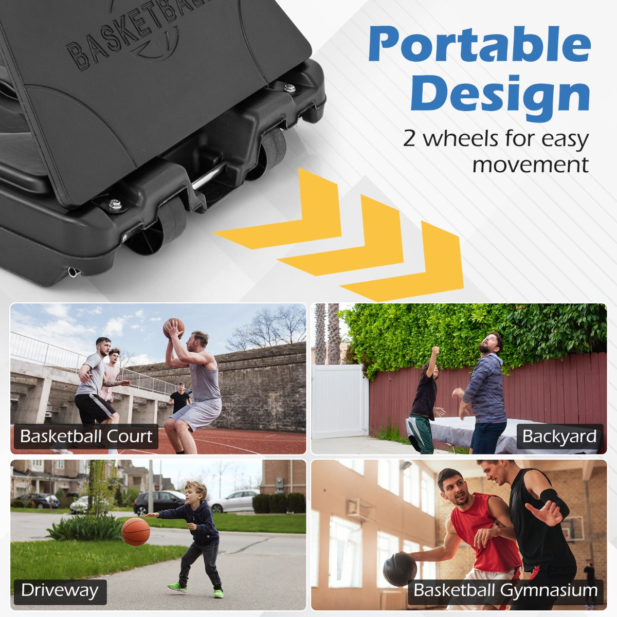 Black Adjustable Portable Basketball Hoop | 1.5-3.05m Height