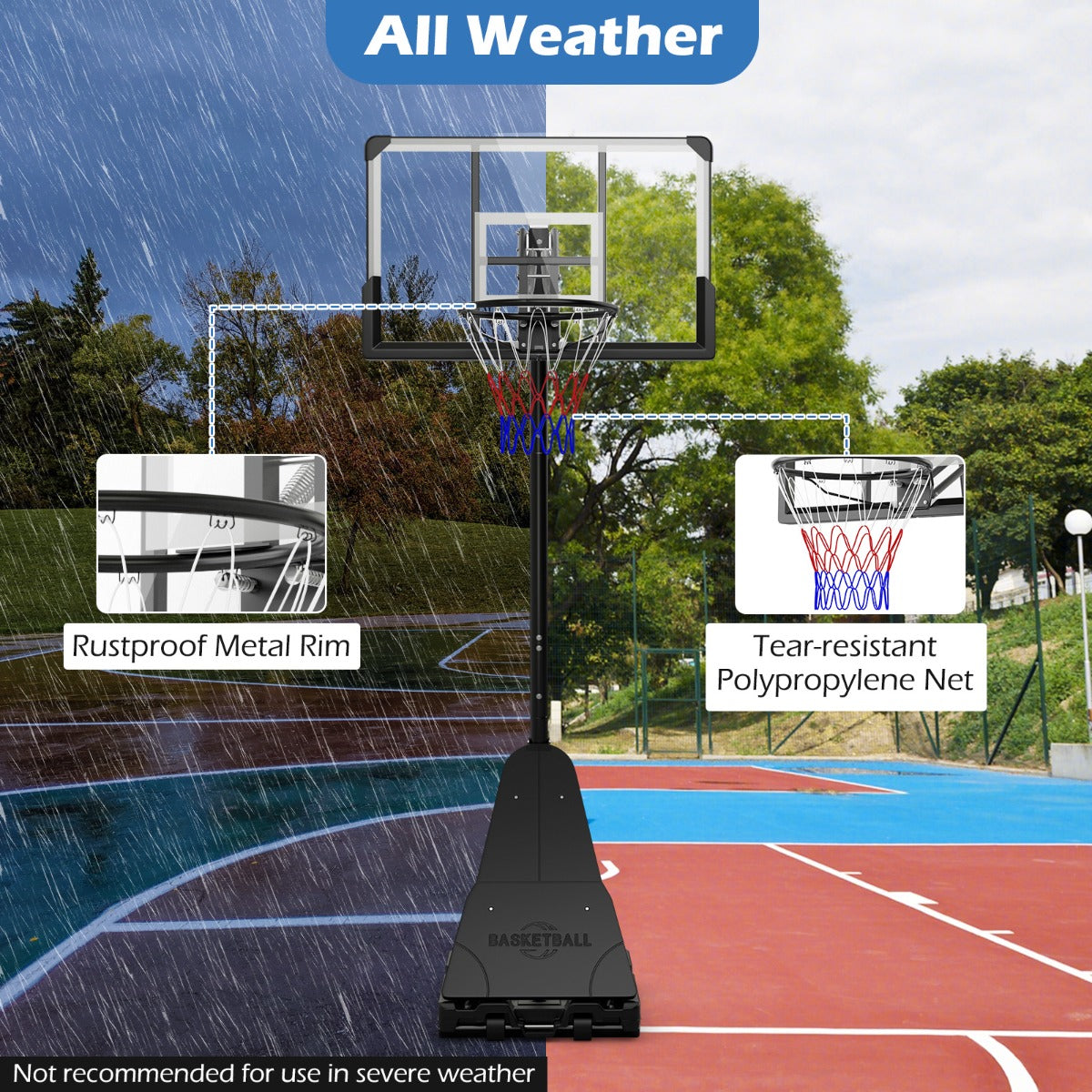 Black Adjustable Portable Basketball Hoop | 1.5-3.05m Height