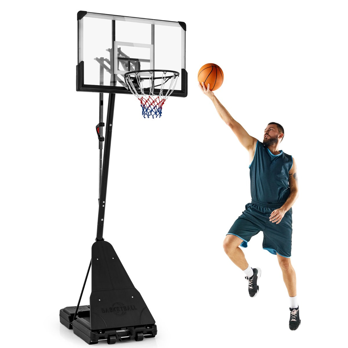 Black Adjustable Portable Basketball Hoop | 1.5-3.05m Height