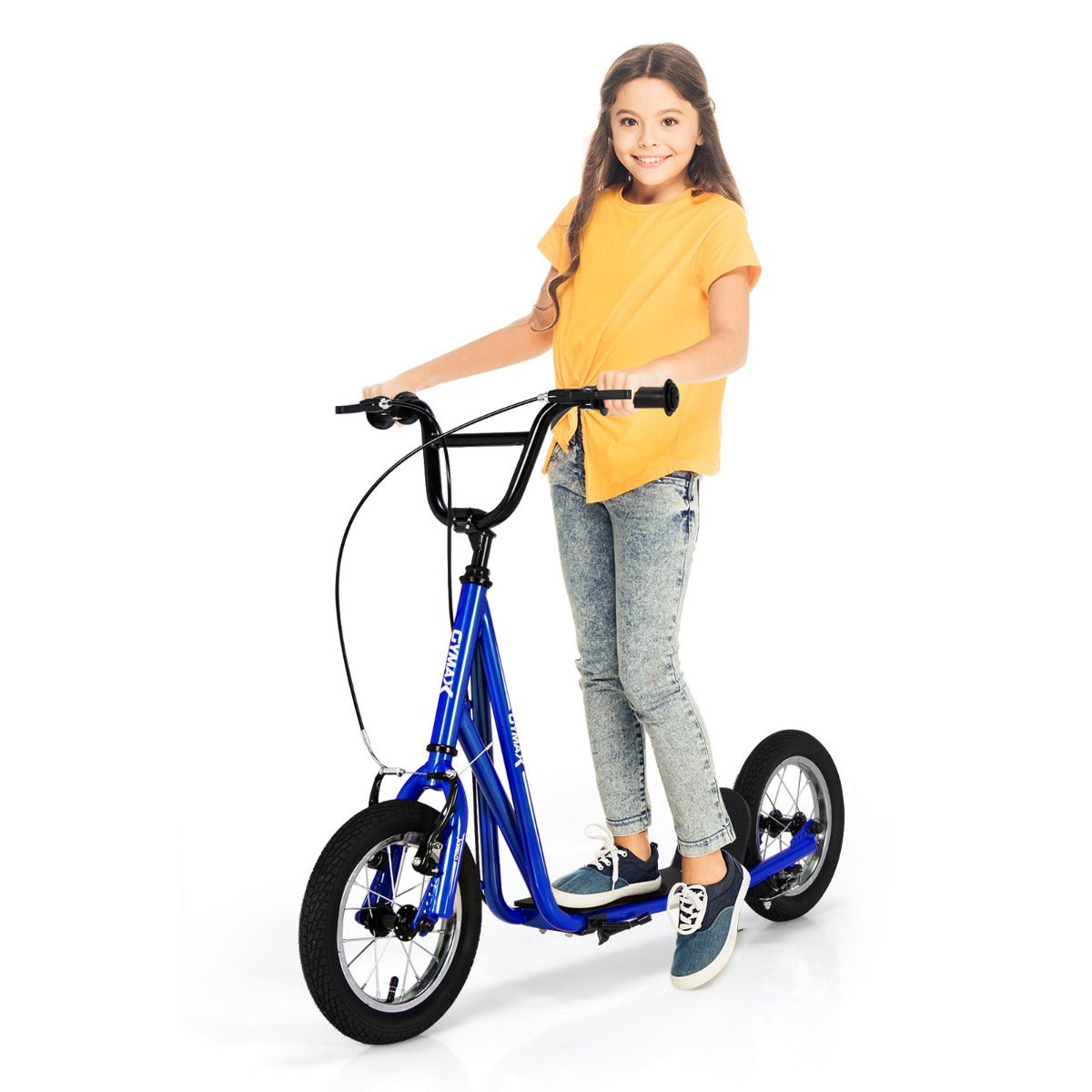 Blue Youth Scooter | Adjustable Height Dual V-Type Handbrakes