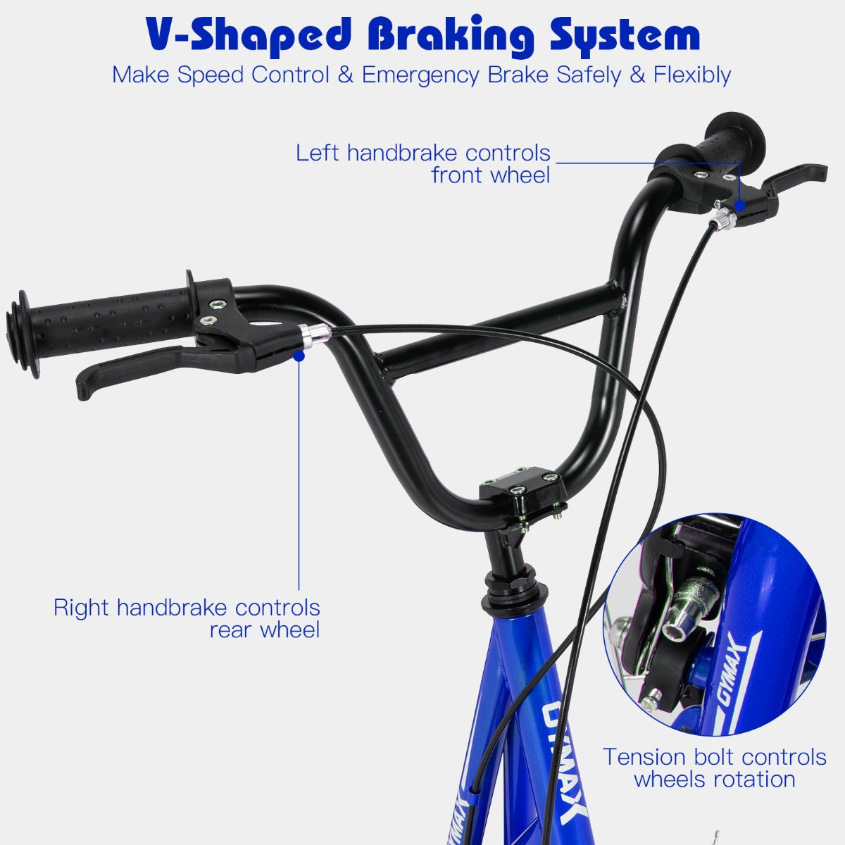 Blue Youth Scooter | Adjustable Height Dual V-Type Handbrakes