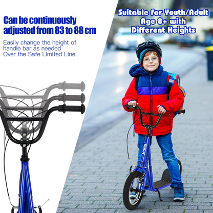 Blue Youth Scooter | Adjustable Height Dual V-Type Handbrakes