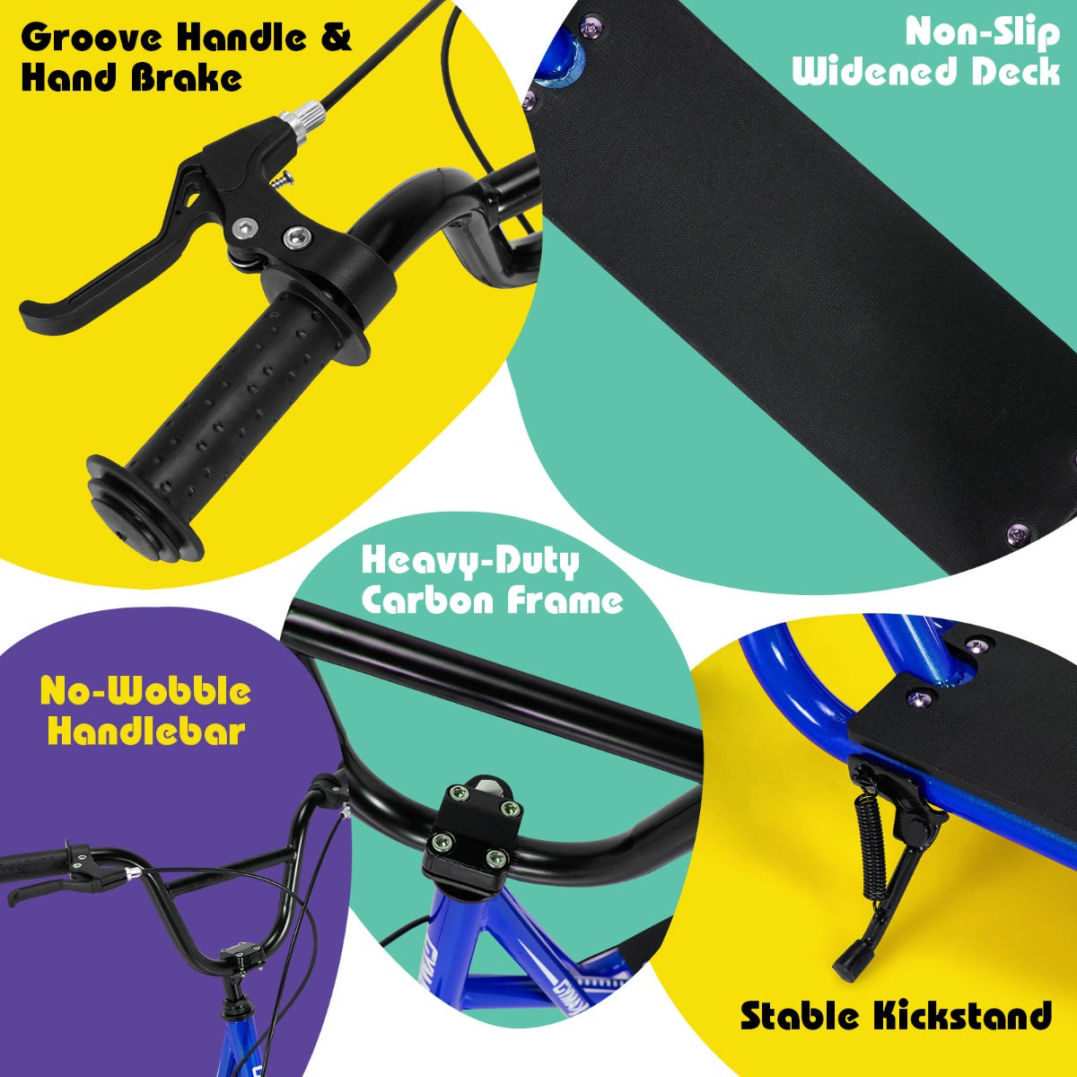 Blue Youth Scooter | Adjustable Height Dual V-Type Handbrakes
