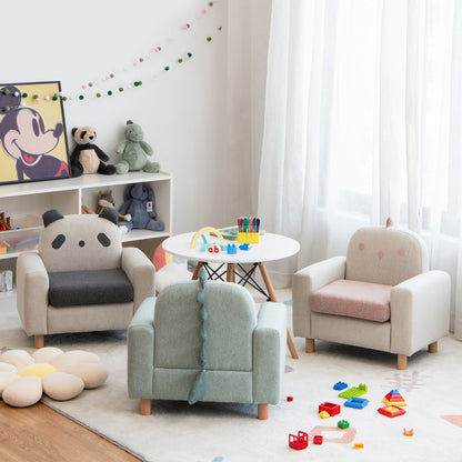 Kids Sofa | Wooden Armrest Chair Thick Cushion Beech Legs