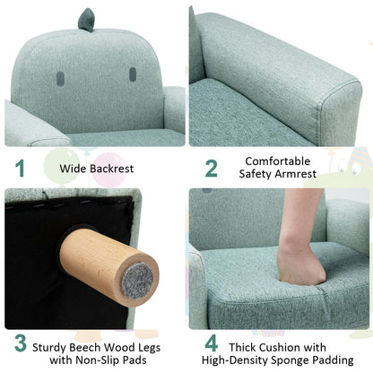 Kids Sofa | Wooden Armrest Chair Thick Cushion Beech Legs