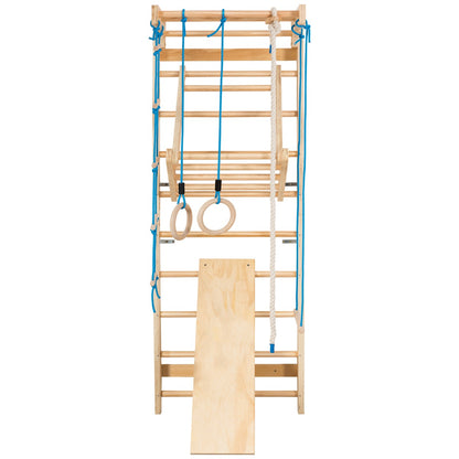 Natural Wood Wall Bars | Rings Swing Slide & Climbing Frame