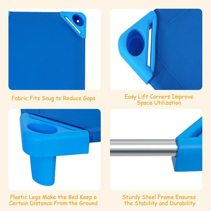 Stackable Cot 6 Pack | Blue Oxford Cloth, Easy Lift, Comfy Nap Space