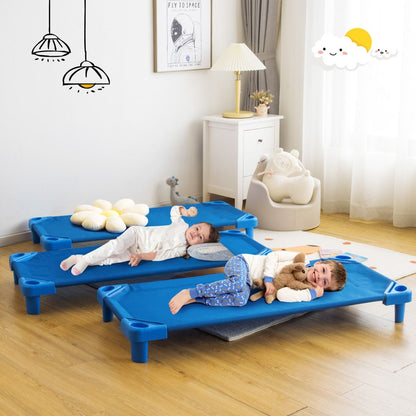 Stackable Cot 6 Pack | Blue Oxford Cloth, Easy Lift, Comfy Nap Space