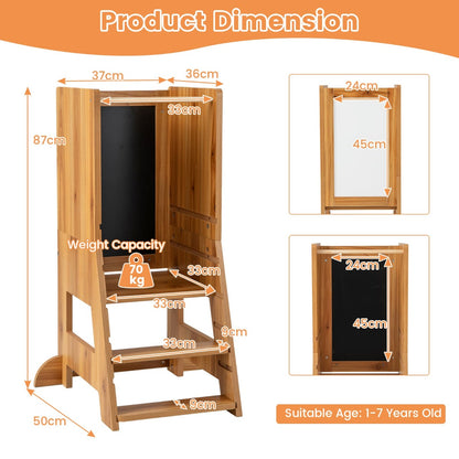 Learning Tower | Natural Wood Step Stool & Drawing Board