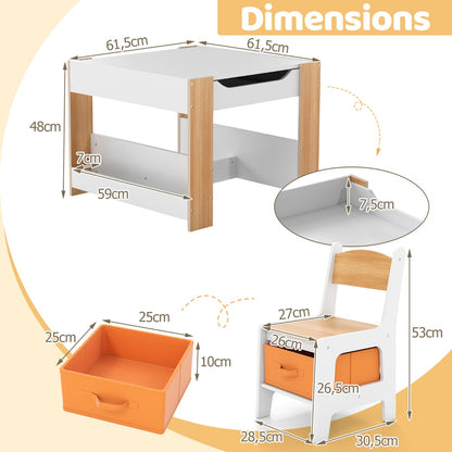 4 In 1 Kids Wooden Activity Table | Reversible Board Natural
