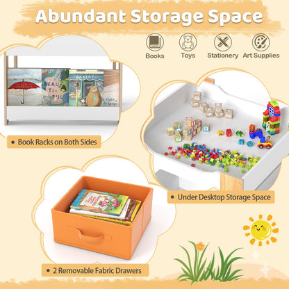 4 In 1 Kids Wooden Activity Table | Reversible Board Natural