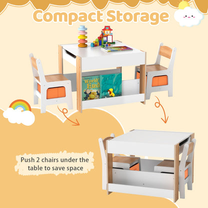 4 In 1 Kids Wooden Activity Table | Reversible Board Natural