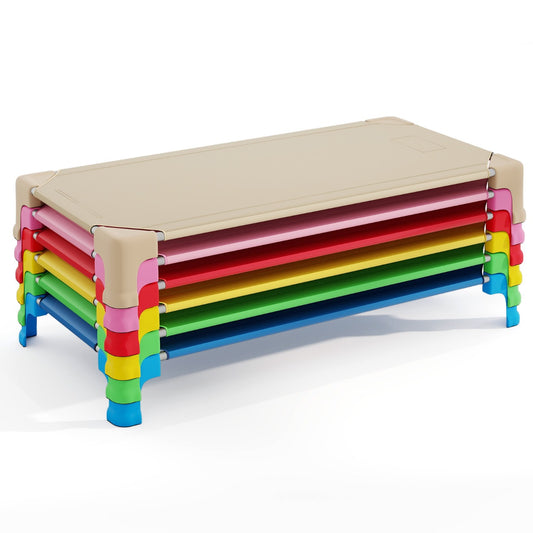  6 Pack Stackable Childrenâs Nap Time Cots with Metal Frame and Oxford Cloth-Colourful