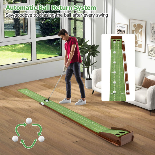 Costway Indoor Golf Putting Mat with Automatic Ball Return System Outdoor-M