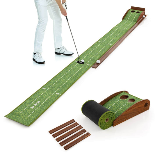 Brown Green Golf Putting Mat | Auto Ball Return System
