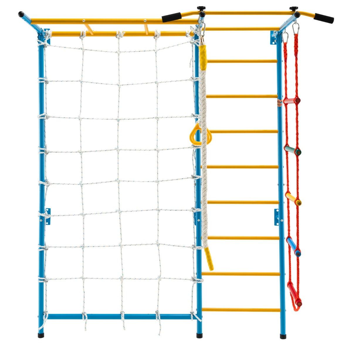 Colorful 7-in-1 kids playground set with monkey bars - perfect for home gym fun.