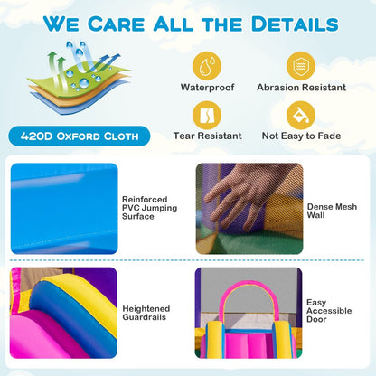 Vibrant inflatable bounce house featuring six versatile play areas for endless outdoor fun and active entertainment.